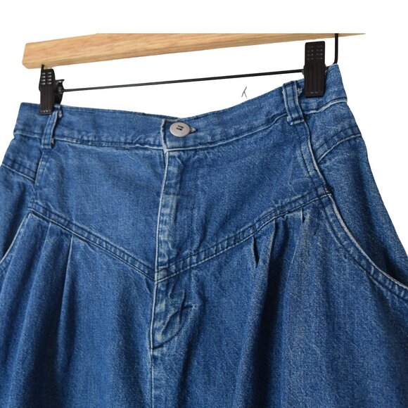 Cherokee || Vintage Denim Skirt Full A-Line High Waist Midi Prairie Sz 26 - Picture 4 of 7